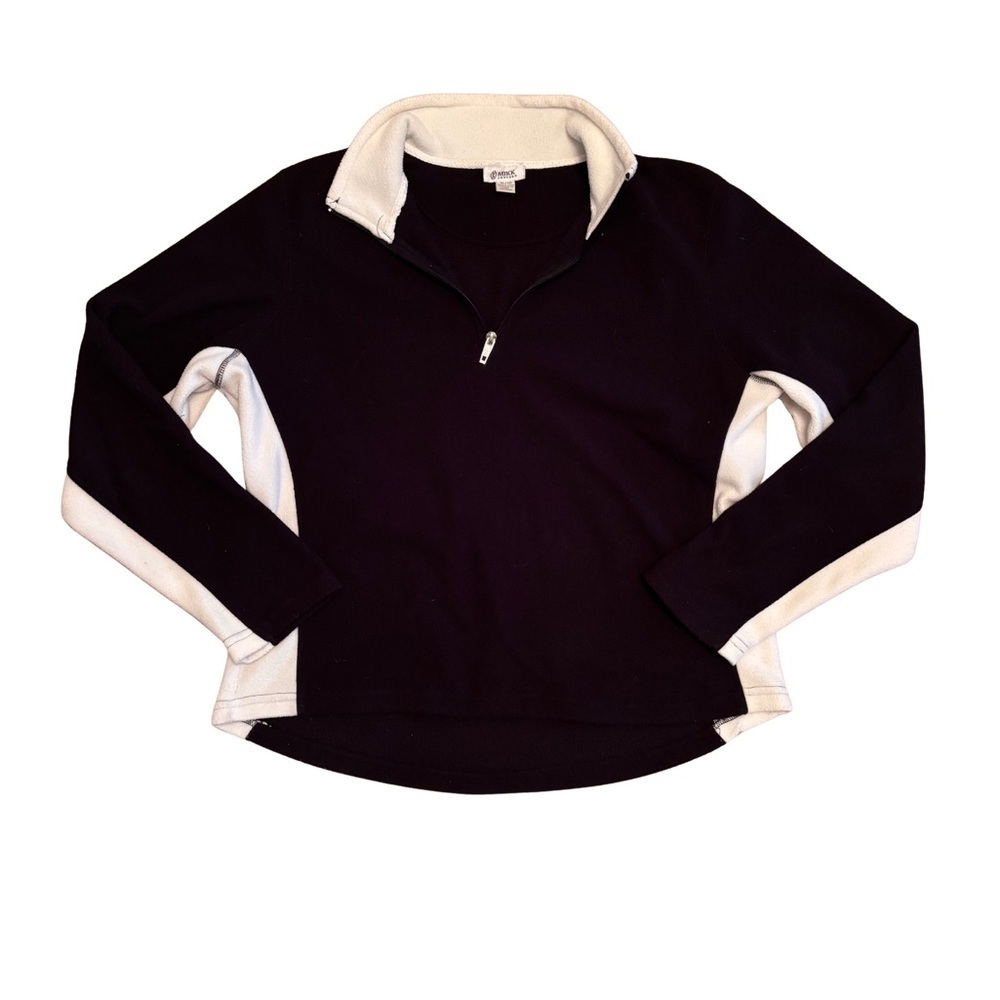 MIKK Couture Black and White Fleece Quarter-Zip Pullover